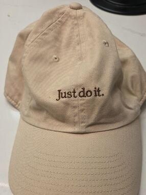 Nike Beige Cotton Hat with White Swoosh Tag